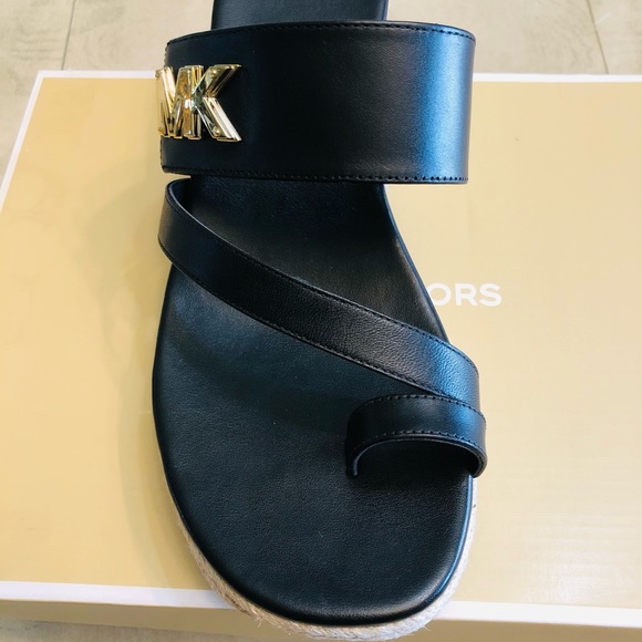 MICHAEL KORS SIDNEY ESPADRILLE  BLACK WEDGE SANDALS SIZE 10 M - Picture 8 of 14